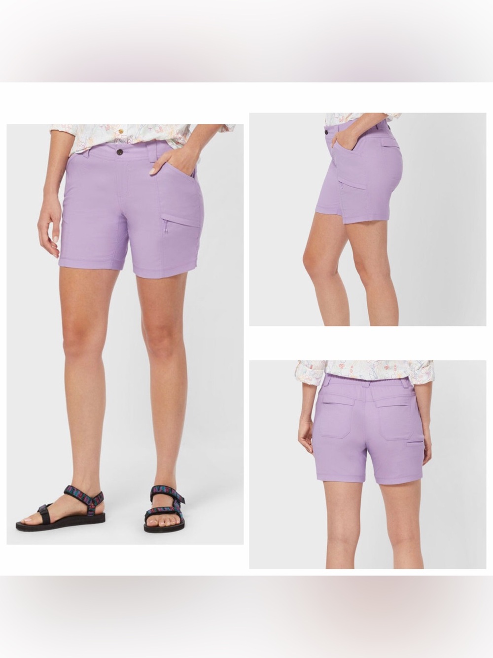 Duluth Trading Women’s Dry on the Fly 7” Shorts Wild Aster Purple Size 18 NWT